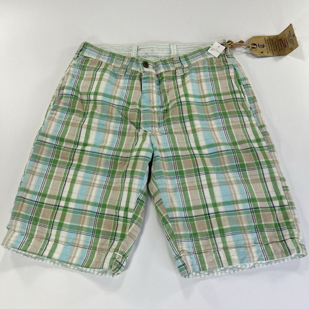 Tailor Vintage Reversible Plaid/Seersucker Multicolor/Blue/White Size 30 NWT